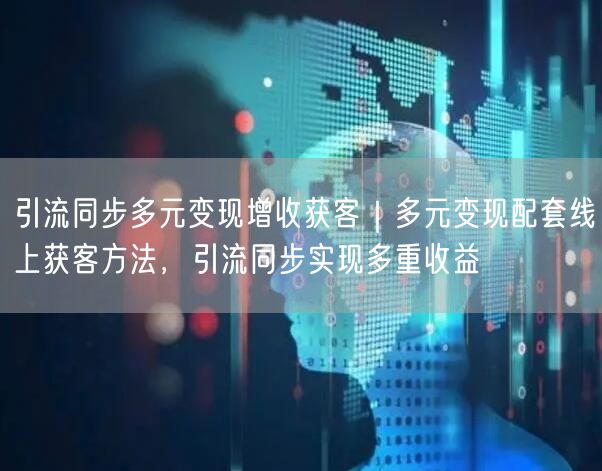 引流同步多元变现增收获客｜多元变现配套线上获客方法，引流同步实现多重收益