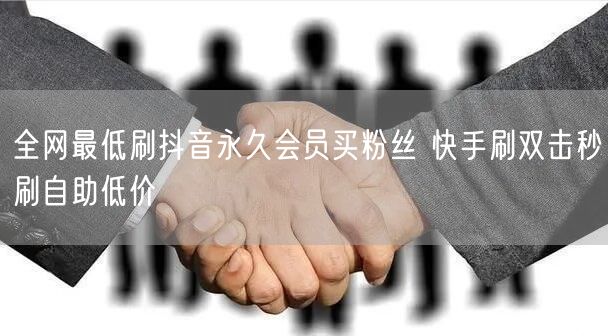 全网最低刷抖音永久会员买粉丝 快手刷双击秒刷自助低价
