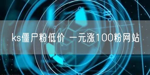 ks僵尸粉低价 一元涨100粉网站