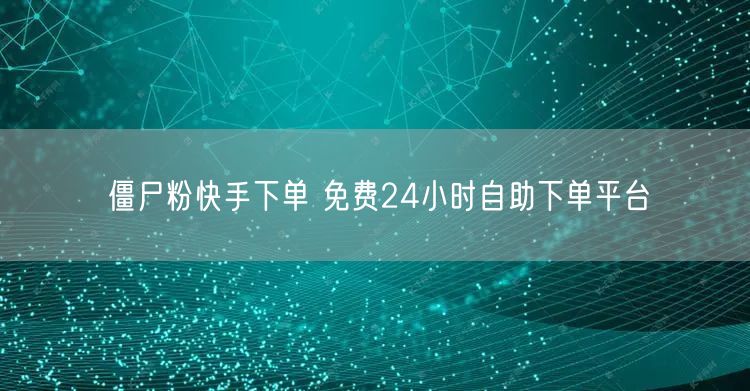 僵尸粉快手下单 免费24小时自助下单平台