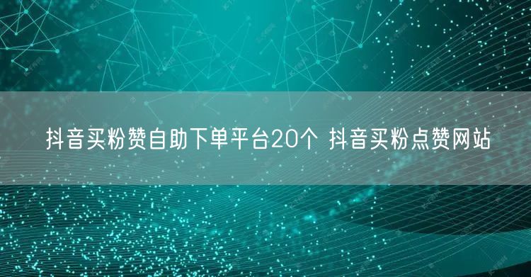抖音买粉赞自助下单平台20个 抖音买粉点赞网站