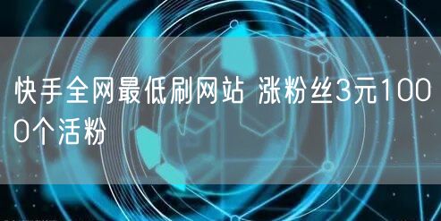 快手全网最低刷网站 涨粉丝3元1000个活粉