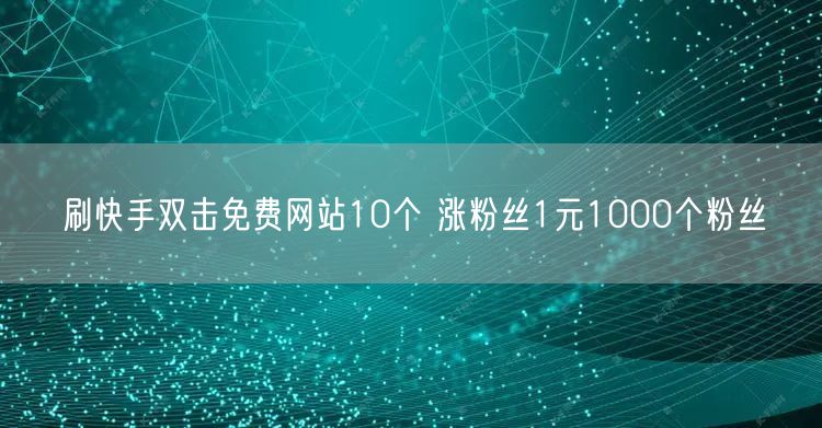 刷快手双击免费网站10个 涨粉丝1元1000个粉丝