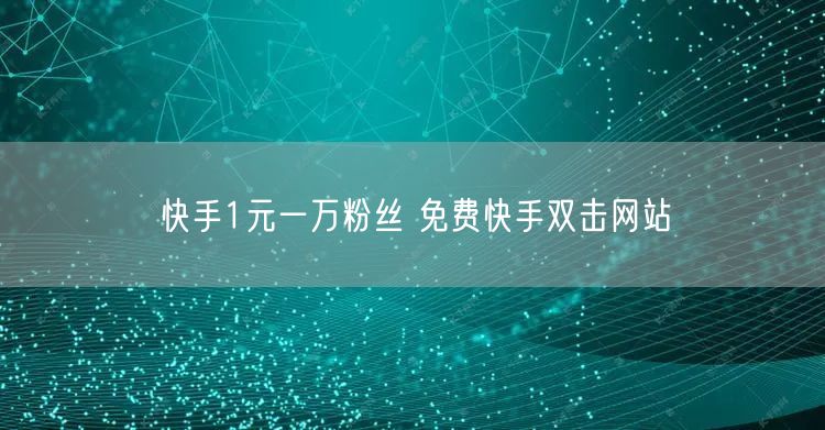 快手1元一万粉丝 免费快手双击网站