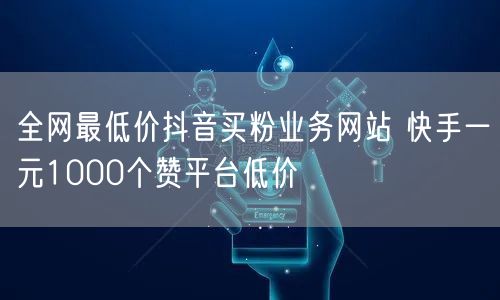 全网最低价抖音买粉业务网站 快手一元1000个赞平台低价